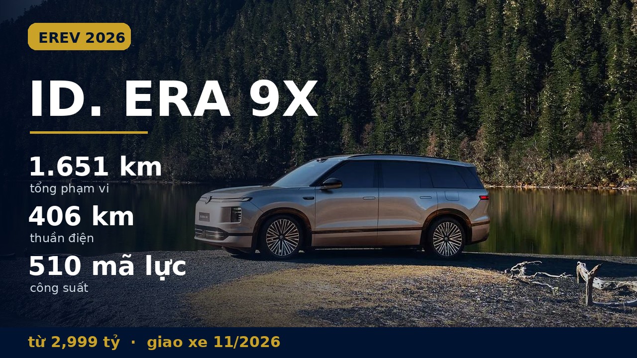 Volkswagen ID. ERA 9X bên hồ nước giữa rừng thông